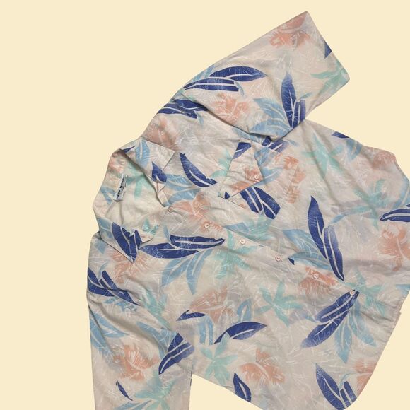 Vintage 70s/80s tropical blouse, size 42 KBJ Wear California pink & blue shirt - Picture 3 of 9